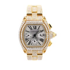 Cartier Roadster XL Chronograph 2619 in 18K Gold Volldiamant-Uhr