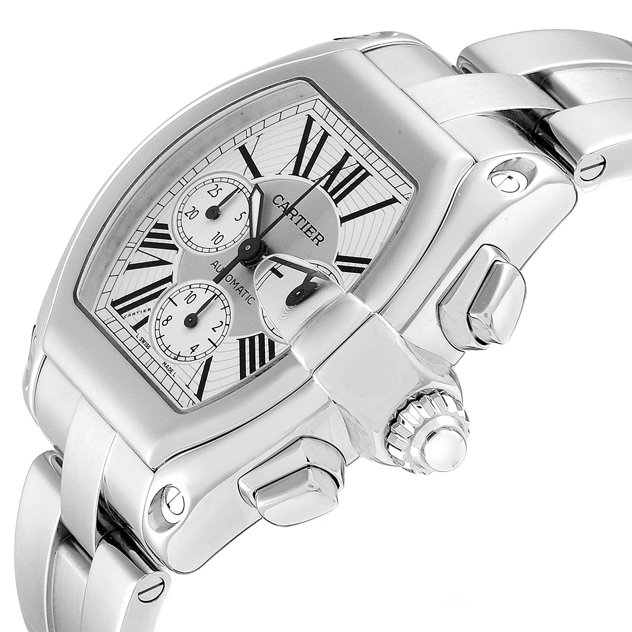 Cartier Roadster XL Chronograph Automatic Men's Watch W62019X6 Box For Sale 2