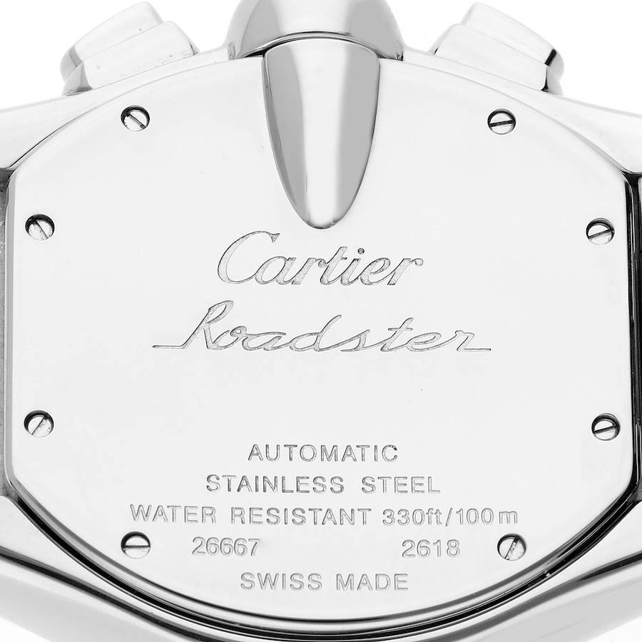 Cartier Roadster XL Chronograph Black Dial Steel Mens Watch W62020X6 Papers en vente 2