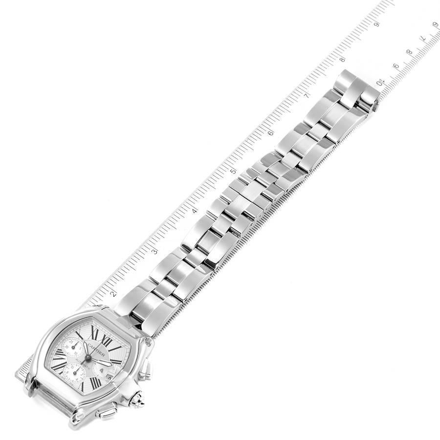 Cartier Roadster XL Chronograph Silver Dial Steel Mens Watch W62019X6 Box Papers 3
