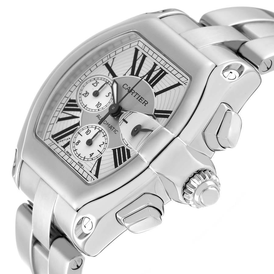 Cartier Roadster XL Chronograph Silver Dial Steel Mens Watch W62019X6 For Sale 1