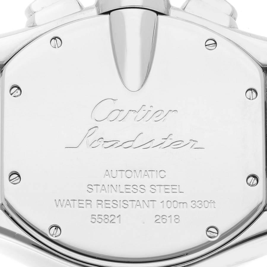 Cartier Roadster XL Chronograph Montre Homme Acier Cadran Argenté W62019X6 en vente 2