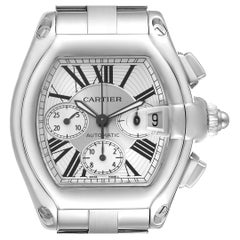 Cartier Roadster XL Chronograph Steel Mens Watch W62019X6 Box Papers