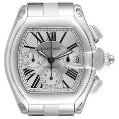 Cartier Roadster XL Chronograph Steel Mens Watch W62019X6 Box Papers