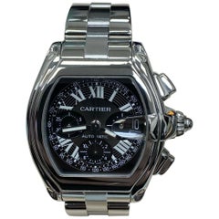 Cartier Roadster XL Ref 2618 W62020X6 Black Chronograph Dial Stainless Steel