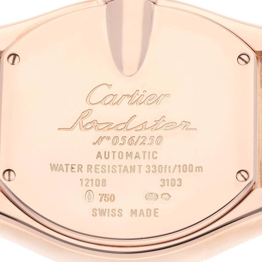 Cartier Roadster XL Rose Gold Walnut Wood Dial Limited Edition Watch W6206001 In Excellent Condition For Sale In Atlanta, GA