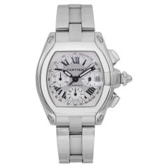 Cartier Montre Roadster XL automatique avec cadran en acier et argent pour hommes, taille W62019X6