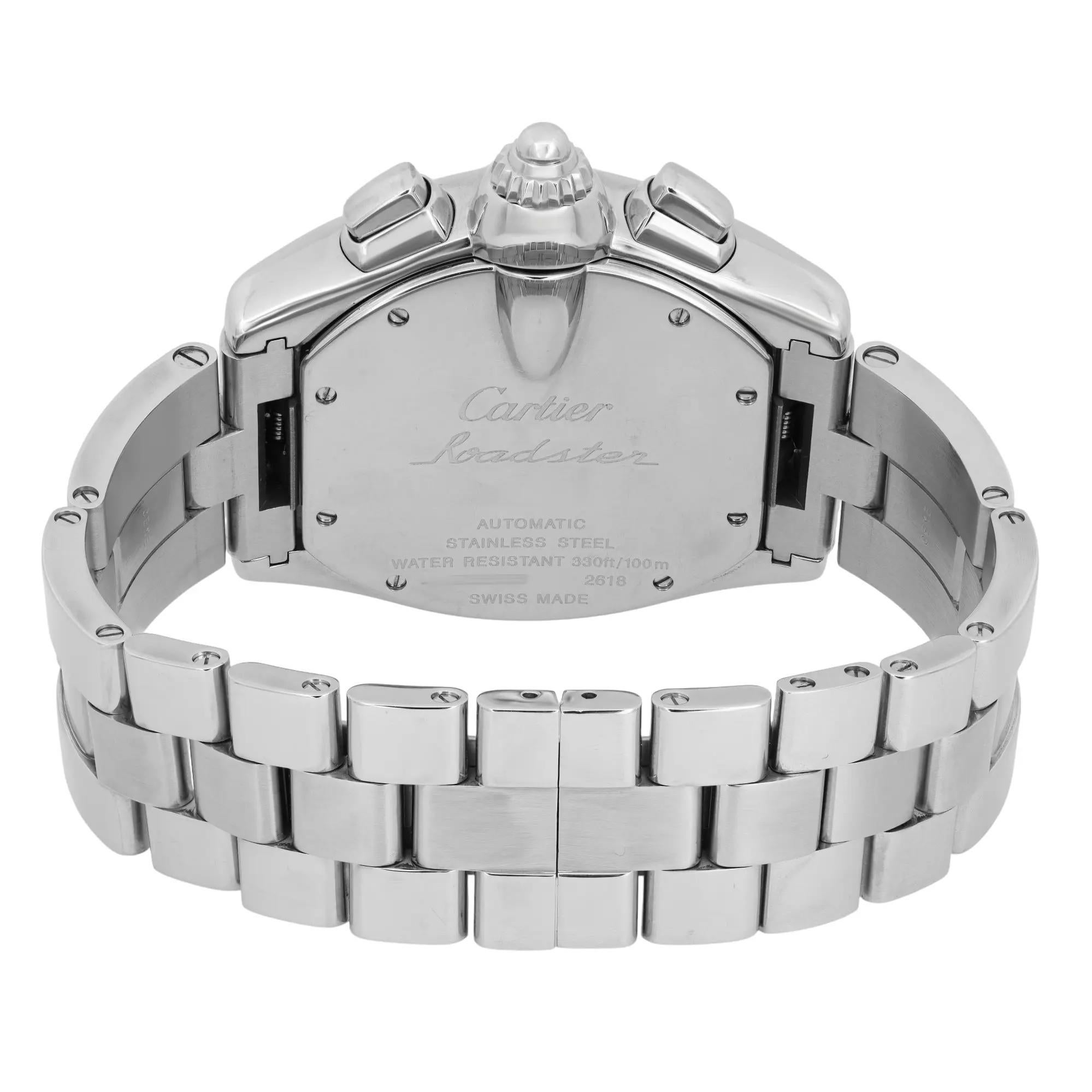 Reloj Cartier Roadster XL Tonneau Acero Esfera Plata Automático Caballero W62019X6 en venta 2