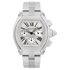 Cartier Roadster XL Tonneau Steel Silver Dial Automatic Mens Watch W62019X6