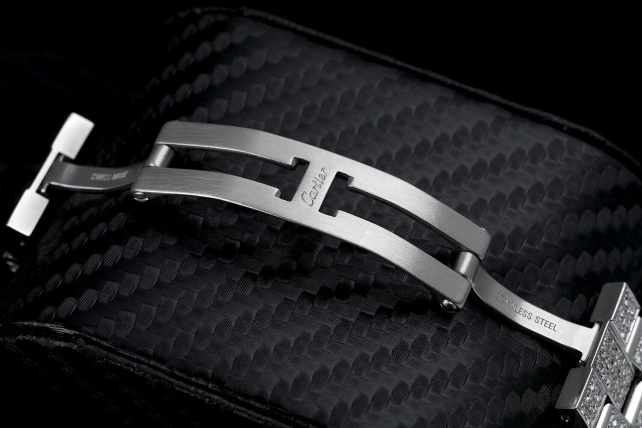 Cartier Roadster Xl W62020x6 Edelstahl-Uhr mit vollständigem Ausschnitt und silbernem Zifferblatt im Angebot 5
