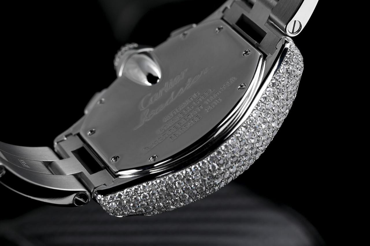 Cartier Roadster Xl W62020x6 Edelstahl-Uhr mit vollständigem Ausschnitt und silbernem Zifferblatt Herren im Angebot