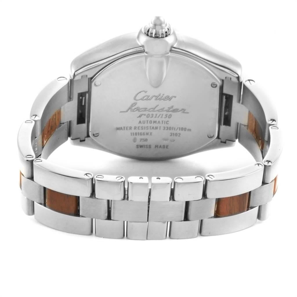Cartier Roadster XL White Gold Walnut Wood Limited Edition Watch W6206000 For Sale 1