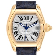 Cartier Roadster Yellow Gold Blue Strap Large Men's Watch W62005V2