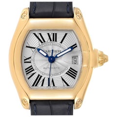 Cartier Roadster Yellow Gold Blue Strap Large Men's Watch W62005V2