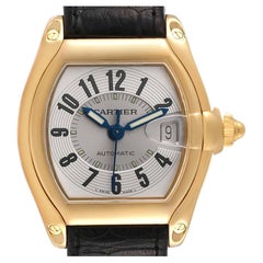 Cartier Roadster Yellow Gold Blue Strap Large Mens Watch W62005V2