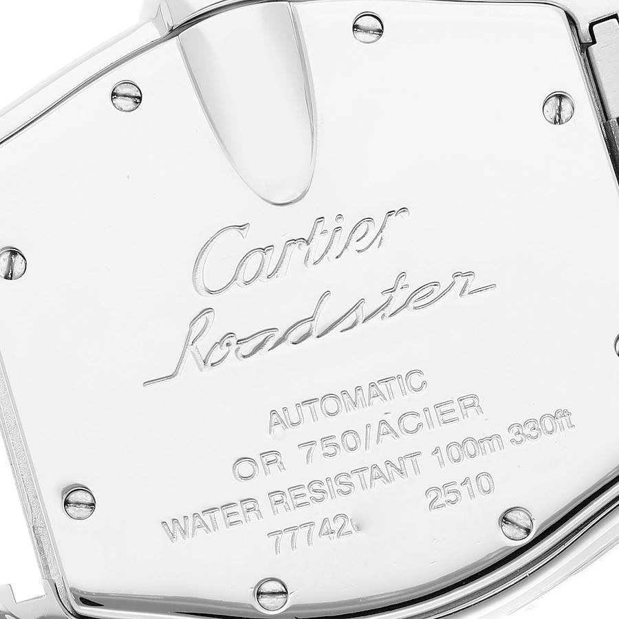 Cartier Roadster Yellow Gold Steel Silver Dial Mens Watch W62031Y4 1