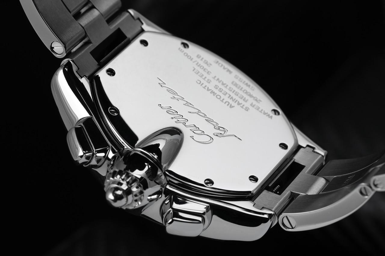 Cartier Montre chronographe RoadsterXL en acier inoxydable avec cadran noir et diamants W62020X6 en vente 2