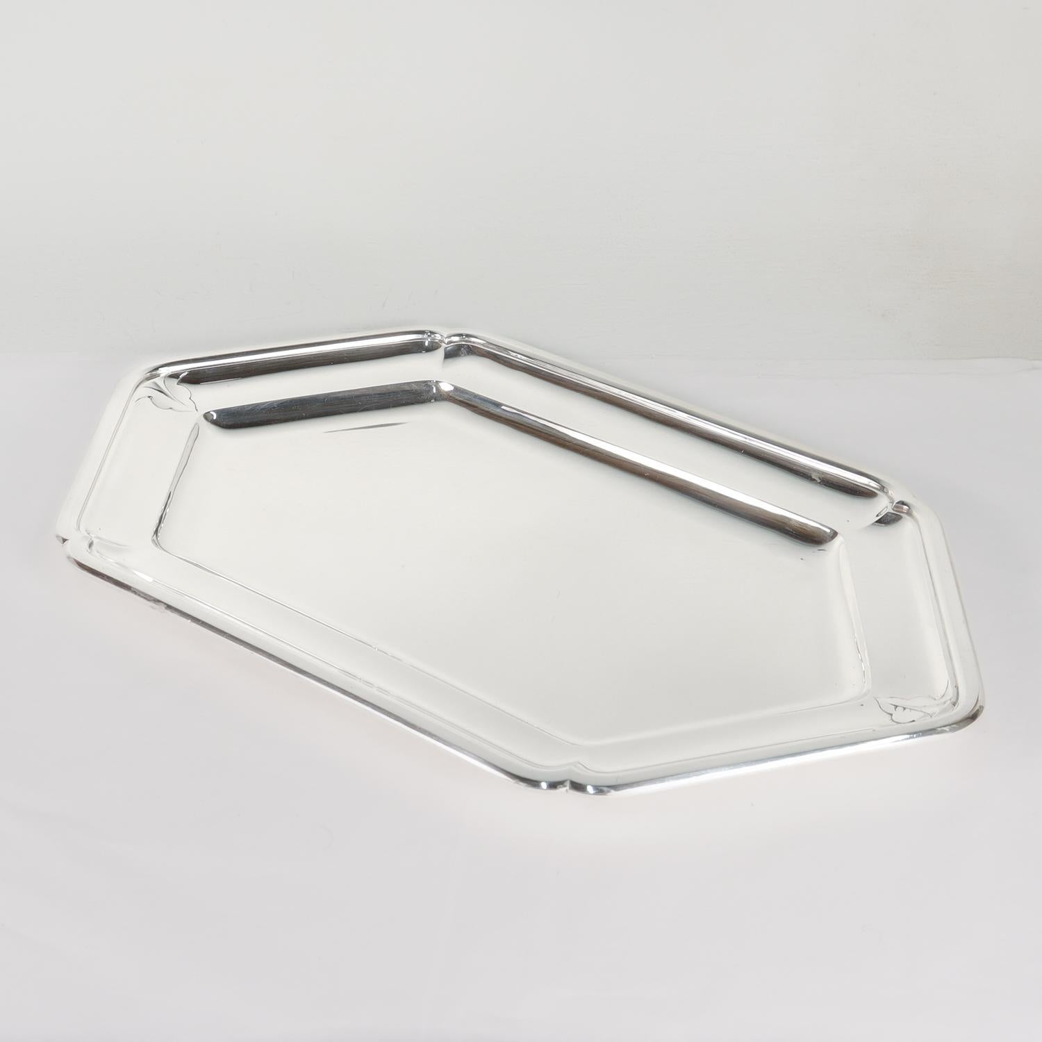 Art Déco Cartier / Robert Linzeler Vassoio / Piatto in argento Sterling 950 Art Deco in vendita