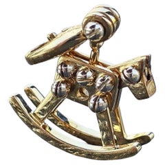 Cartier Rocking Horse Charm Pendant 18k White Yellow Gold Year 2000 Baby Child