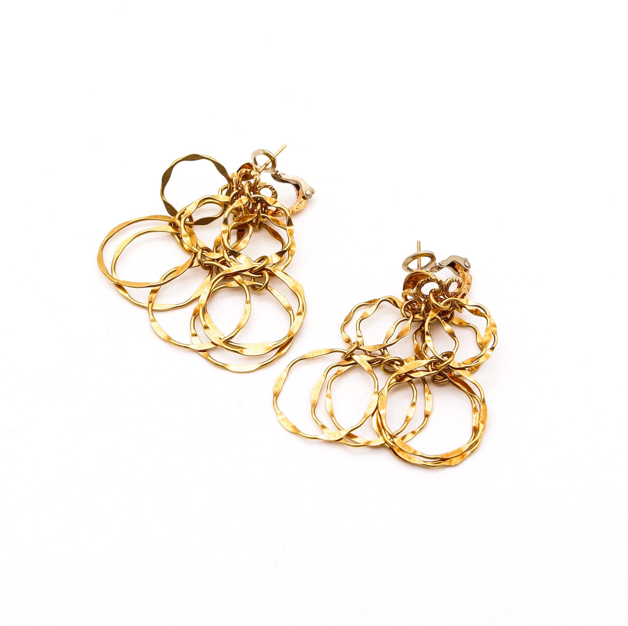 CARTIER Roma 1970 Kinetic Dangle Circles Drops Earrings In 18Kt Yellow Gold In Excellent Condition In Miami, FL