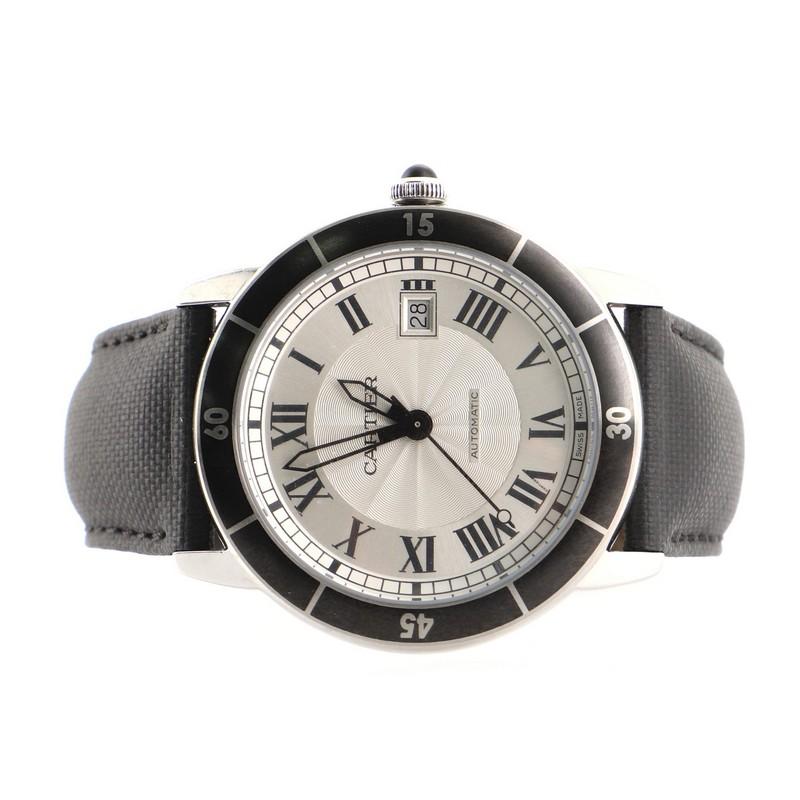 Cartier Ronde Croisiere de Cartier Automatic Watch Stainless Steel and Leather In Good Condition In New York, NY