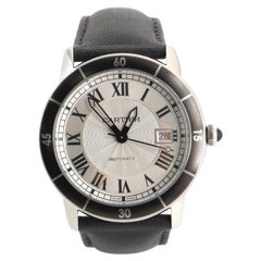 Cartier Ronde Croisiere de Cartier Automatic Watch Stainless Steel and Leather