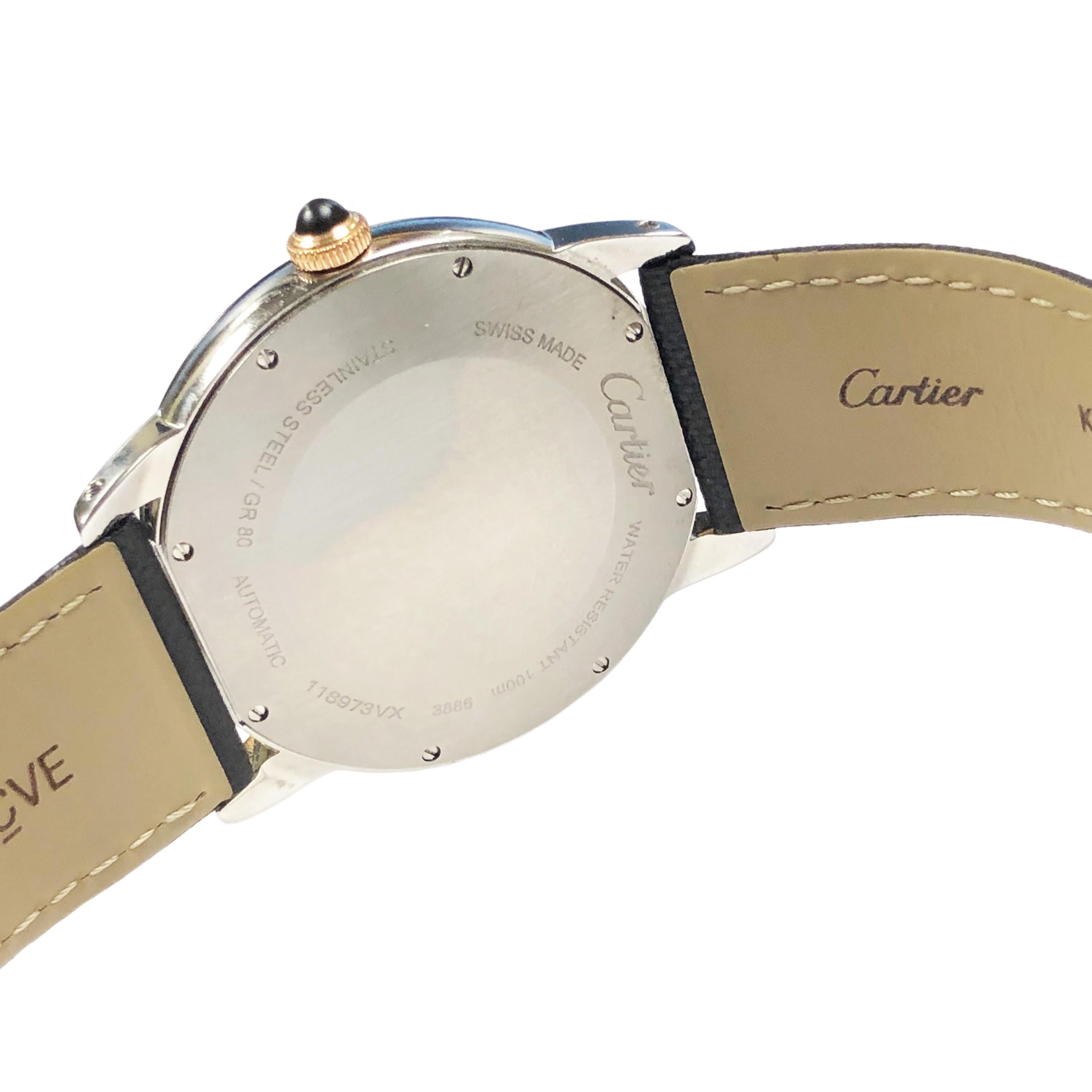 Cartier Ronde Croisiere de Cartier Steel and Rose Gold Automatic Gents Watch In Excellent Condition In Chicago, IL