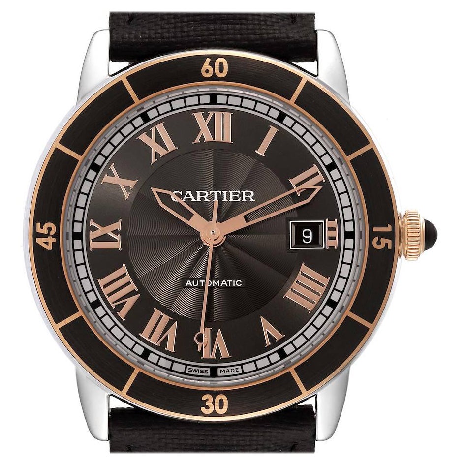 Cartier Ronde Croisiere Herrenuhr aus Stahl mit Roségold-grauem Zifferblatt W2RN0005