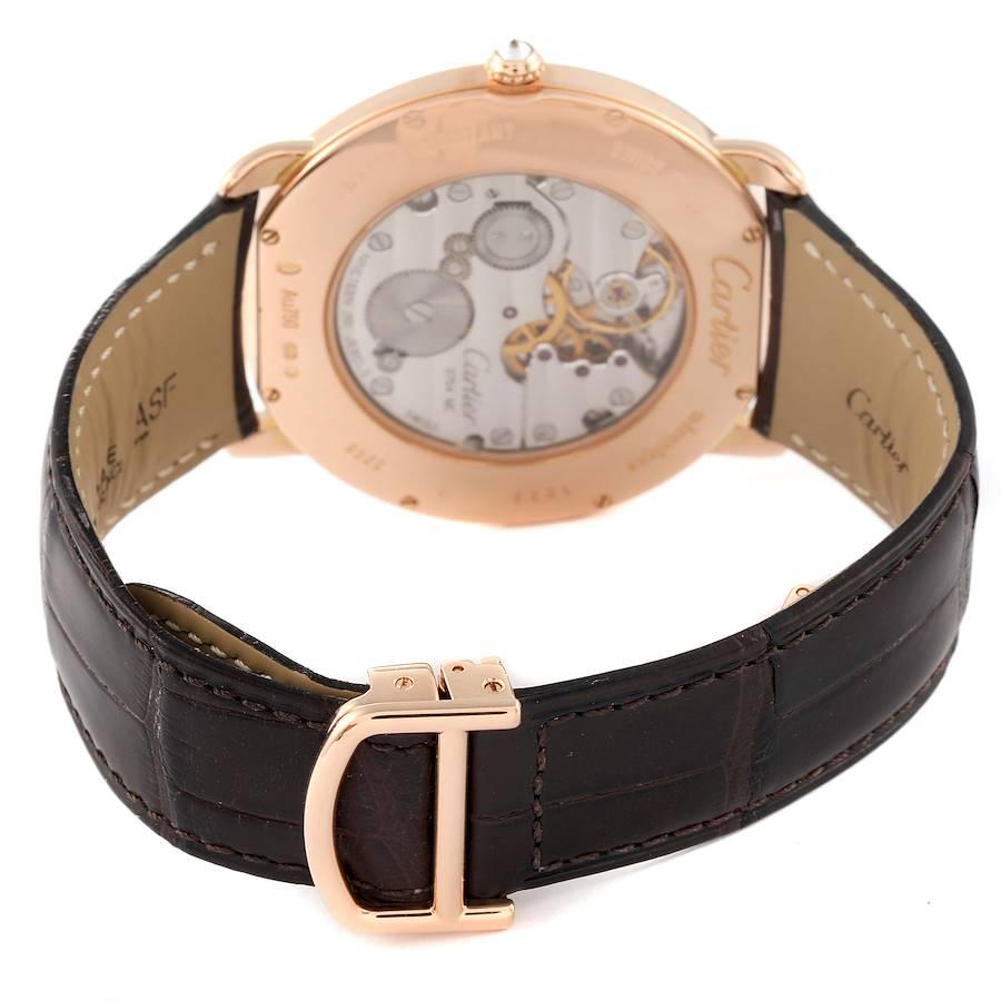 Men's Cartier Ronde Louis 18K Rose Gold Diamond Bezel Mens Watch WR007001 For Sale