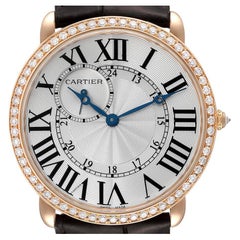 Cartier Ronde Louis 18K Rose Gold Diamond Bezel Mens Watch Wr007001