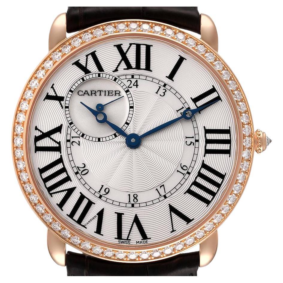 Cartier Ronde Louis 18K Rose Gold Diamond Bezel Mens Watch WR007001