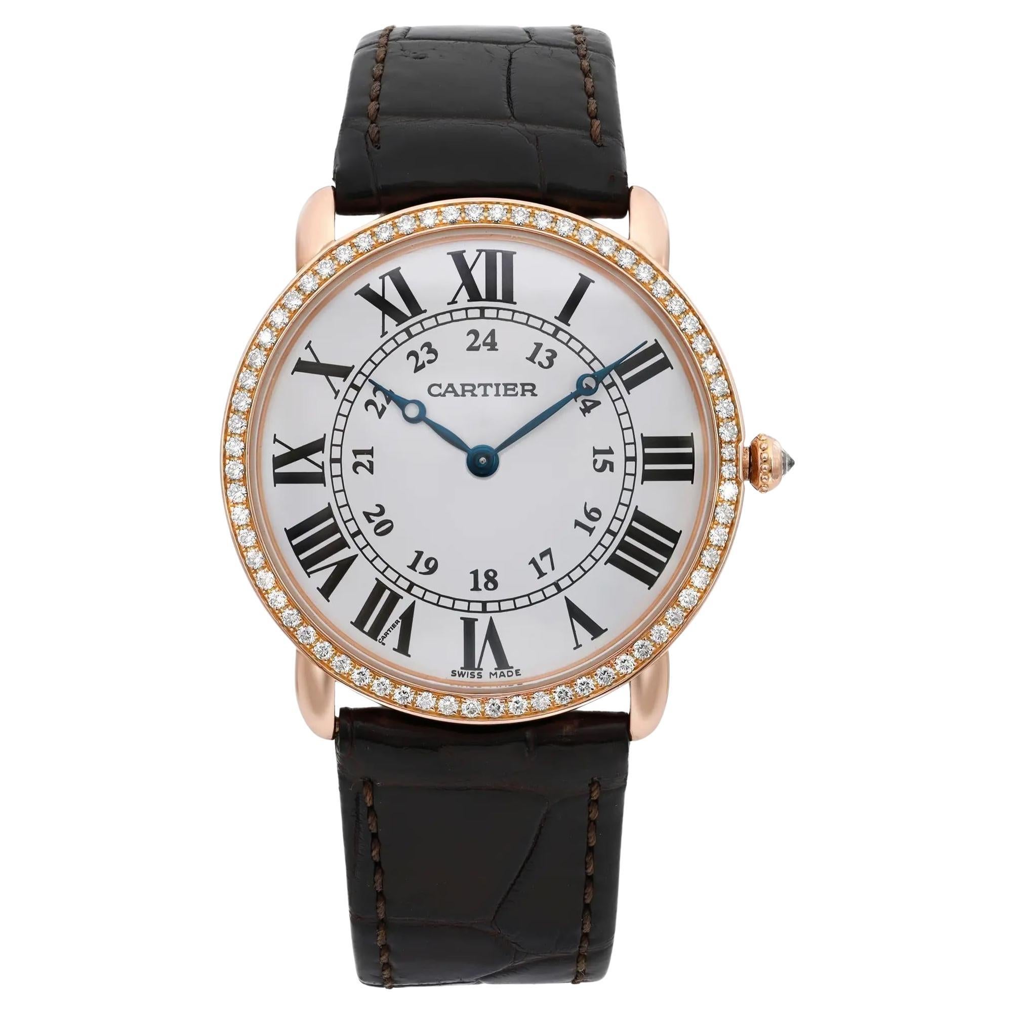Cartier Ronde Louis 18K Roségold Diamant-Silber-Zifferblatt Handaufzugsuhr WR000651