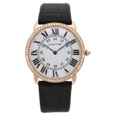 Cartier Ronde Louis 18K Roségold Diamant-Silber-Zifferblatt Handaufzugsuhr WR000651