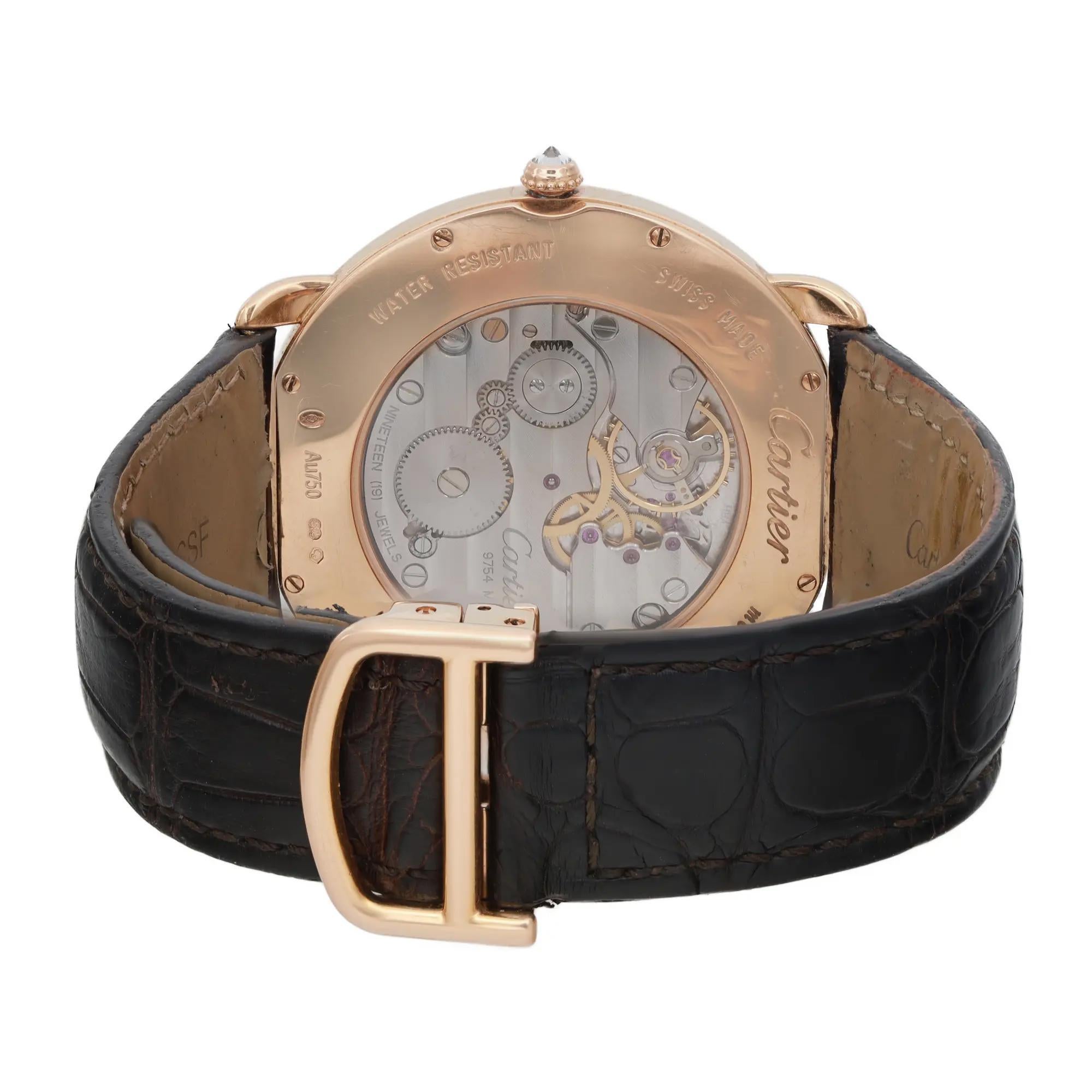 Cartier Ronde Louis 18K Rose Gold Diamond White Dial Hand Wind Watch WR007001 For Sale 1