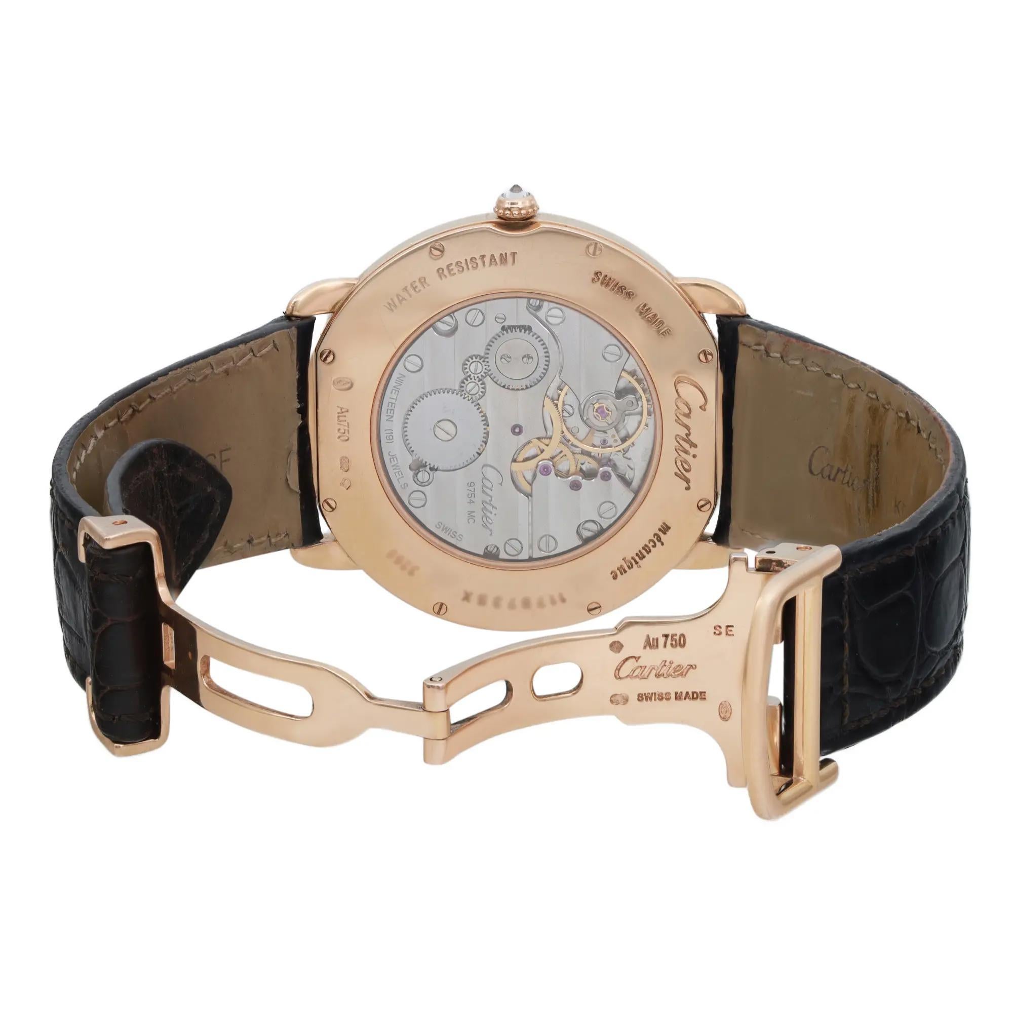Cartier Ronde Louis 18K Rose Gold Diamond White Dial Hand Wind Watch WR007001 For Sale 2