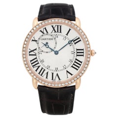 Cartier Ronde Louis 18K Roségold Diamant-Handaufzugsuhr mit weißem Zifferblatt WR007001