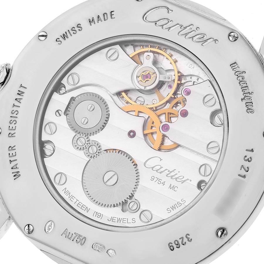 Cartier Ronde Louis 18K White Gold Diamond Bezel Mens Watch WR007002 For Sale 2
