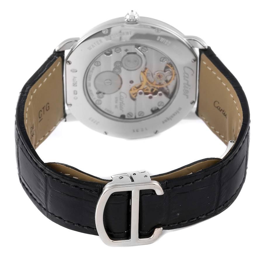 Men's Cartier Ronde Louis 18K White Gold Diamond Bezel Mens Watch WR007002 For Sale
