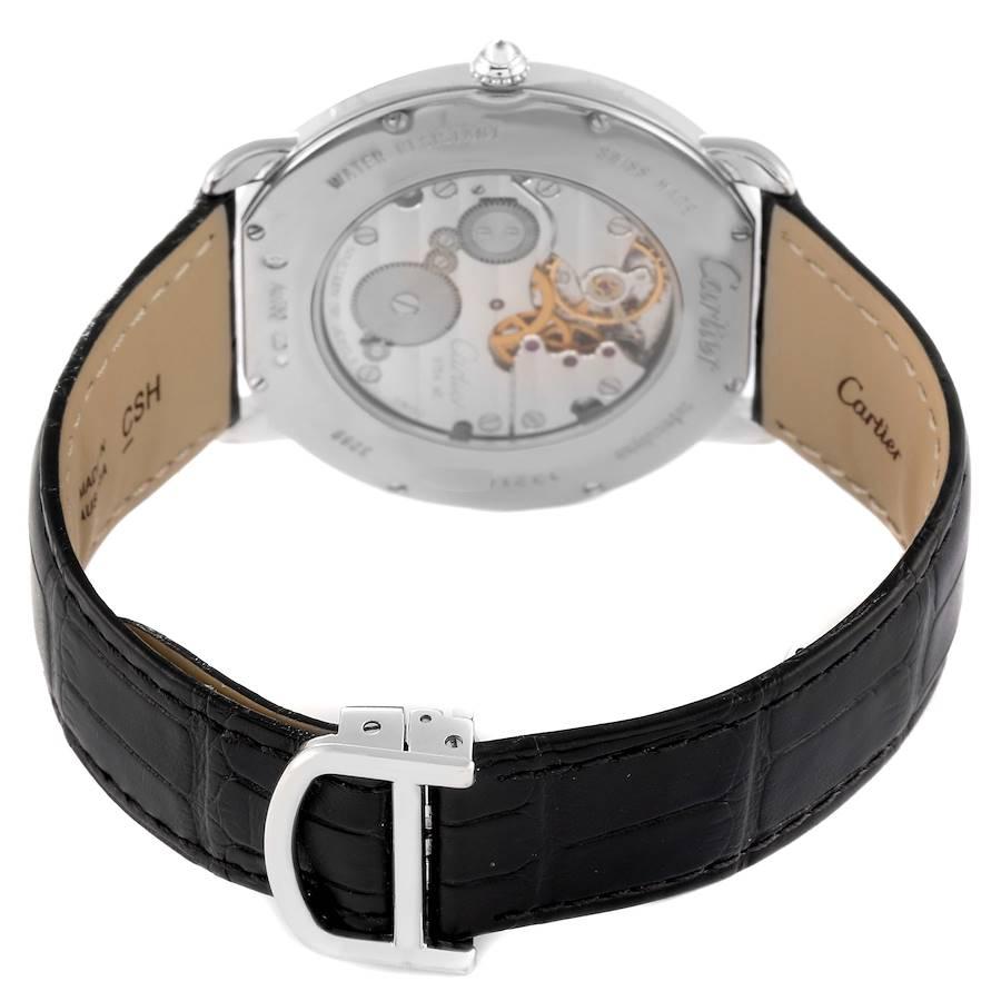 Cartier Ronde Louis 18K White Gold Diamond Bezel Mens Watch WR007002 For Sale 3