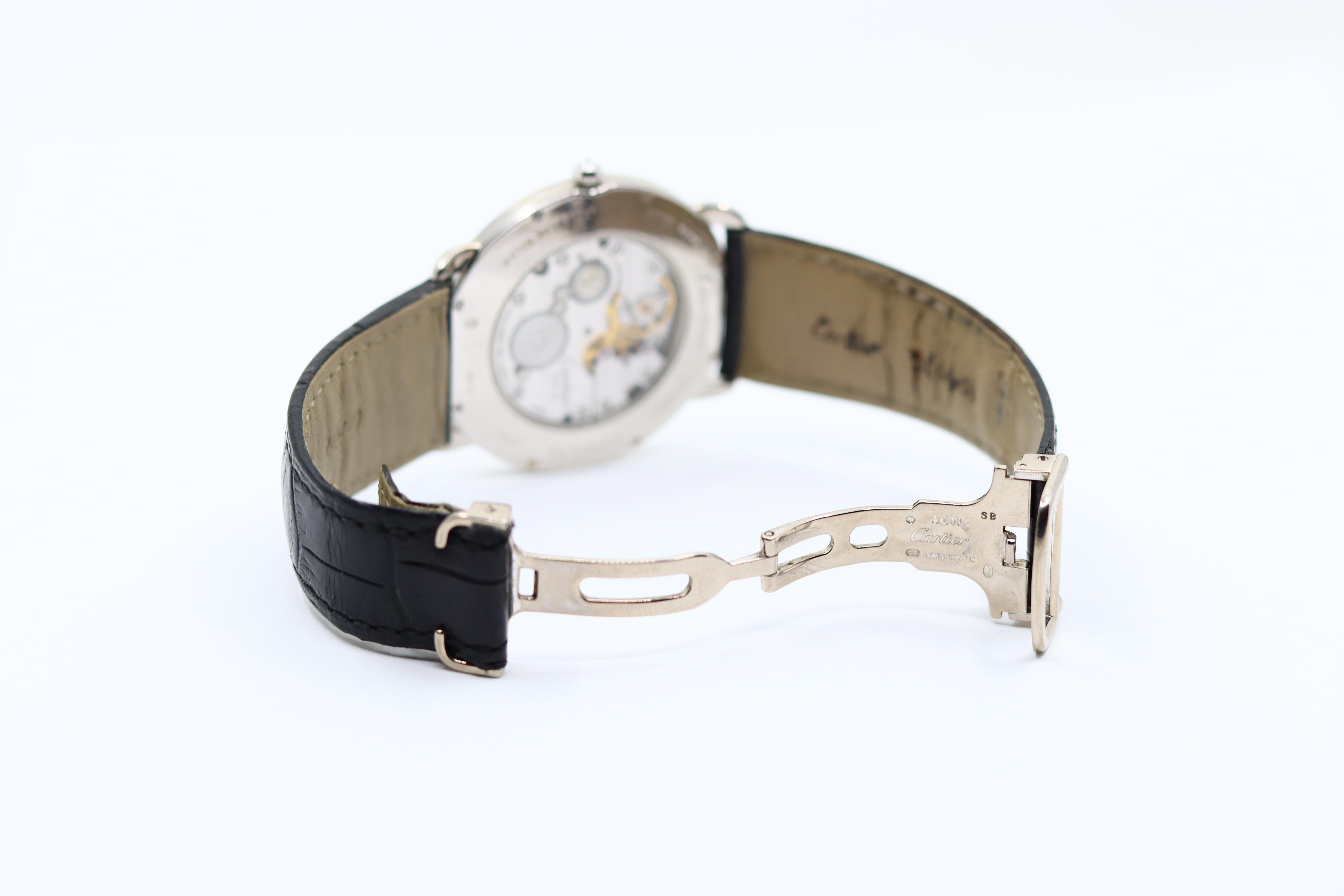 Orologio Cartier Ronde Louis in oro bianco 18 carati e diamanti in vendita 5