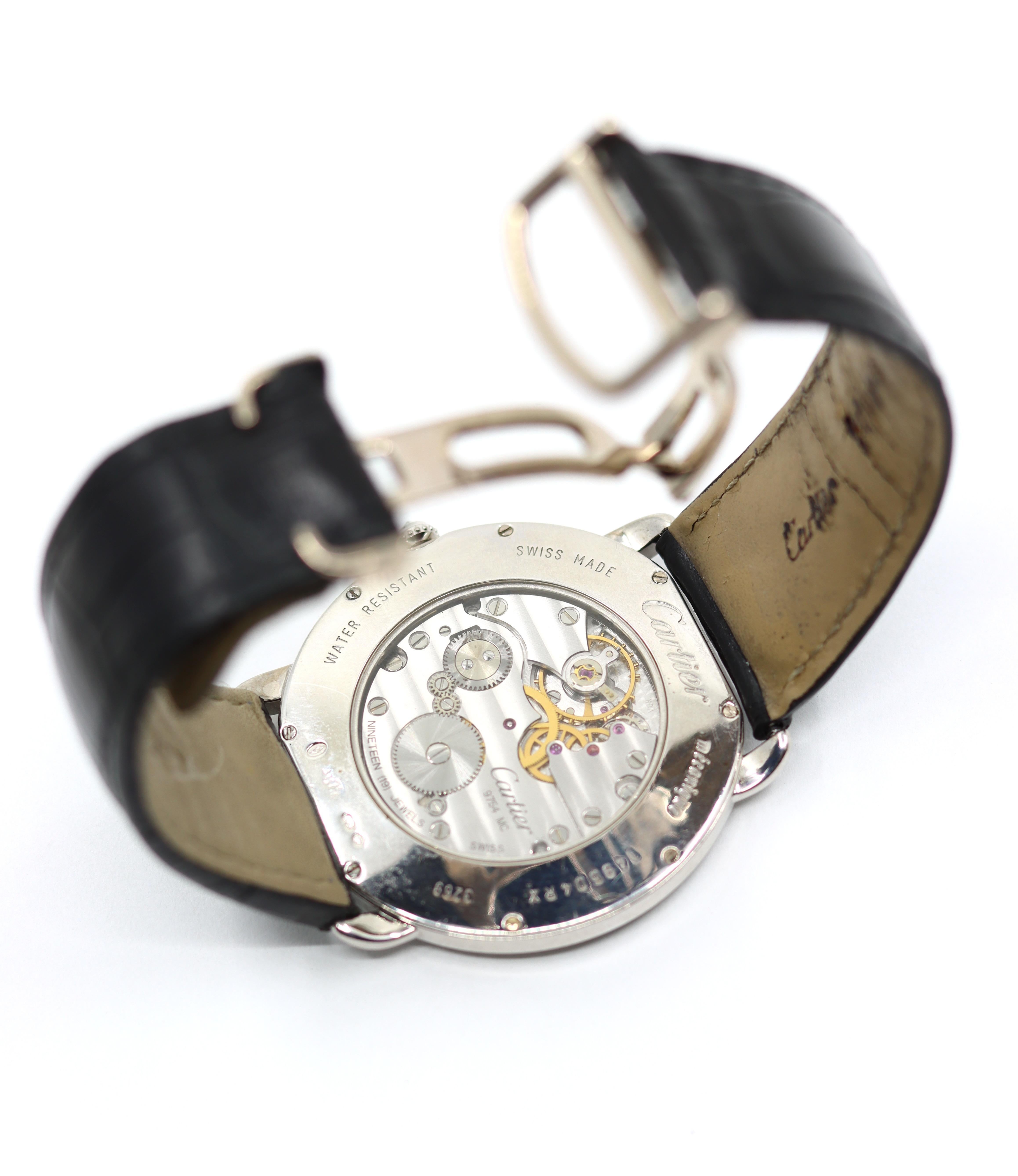 Orologio Cartier Ronde Louis in oro bianco 18 carati e diamanti in vendita 6
