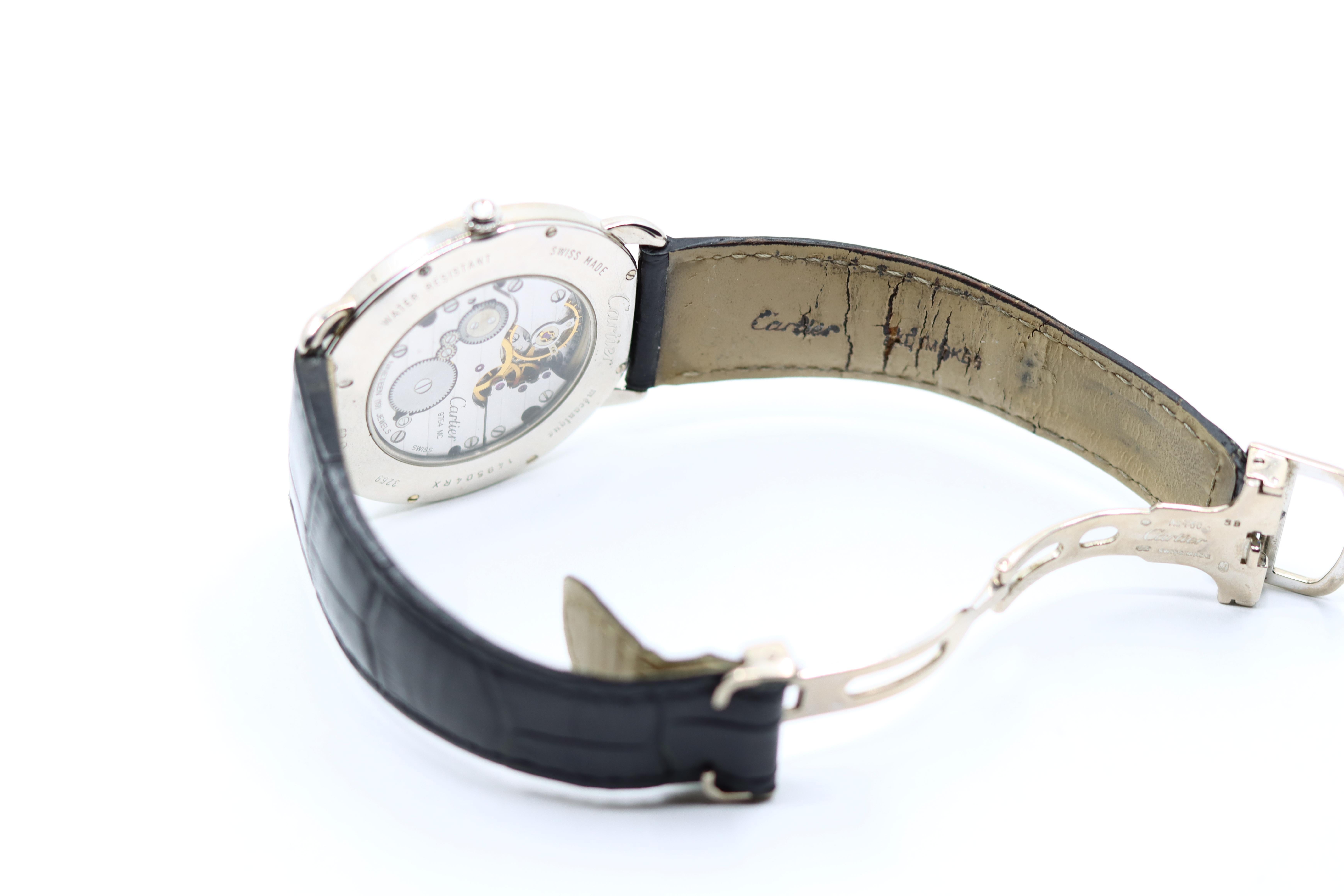 Orologio Cartier Ronde Louis in oro bianco 18 carati e diamanti in vendita 7