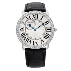 Cartier Ronde Louis 18k White Gold Diamond White Dial Hand Wind Watch WR007002