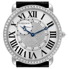 Cartier Montre Ronde Louis en or blanc 18 carats avec cadran en argent et diamants, pour hommes 3269