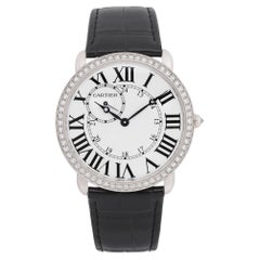 Cartier Ronde Louis 18k Whtie Gold Diamond White Dial Hand Wind Watch WR007002