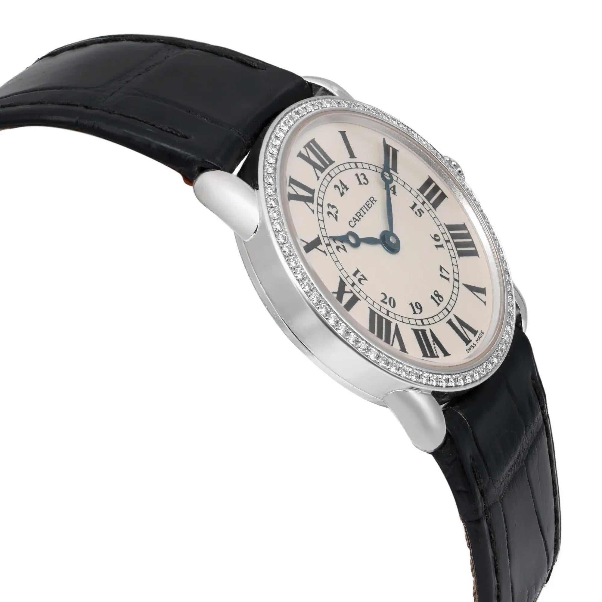 Women's Cartier Ronde Louis 29mm 18K White Gold Diamond Cream Dial Ladies Watch 2887 For Sale