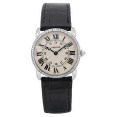 Cartier Ronde Louis 29 mm 18K Weißgold Diamant Cremefarbene Damenuhr mit cremefarbenem Zifferblatt 2887