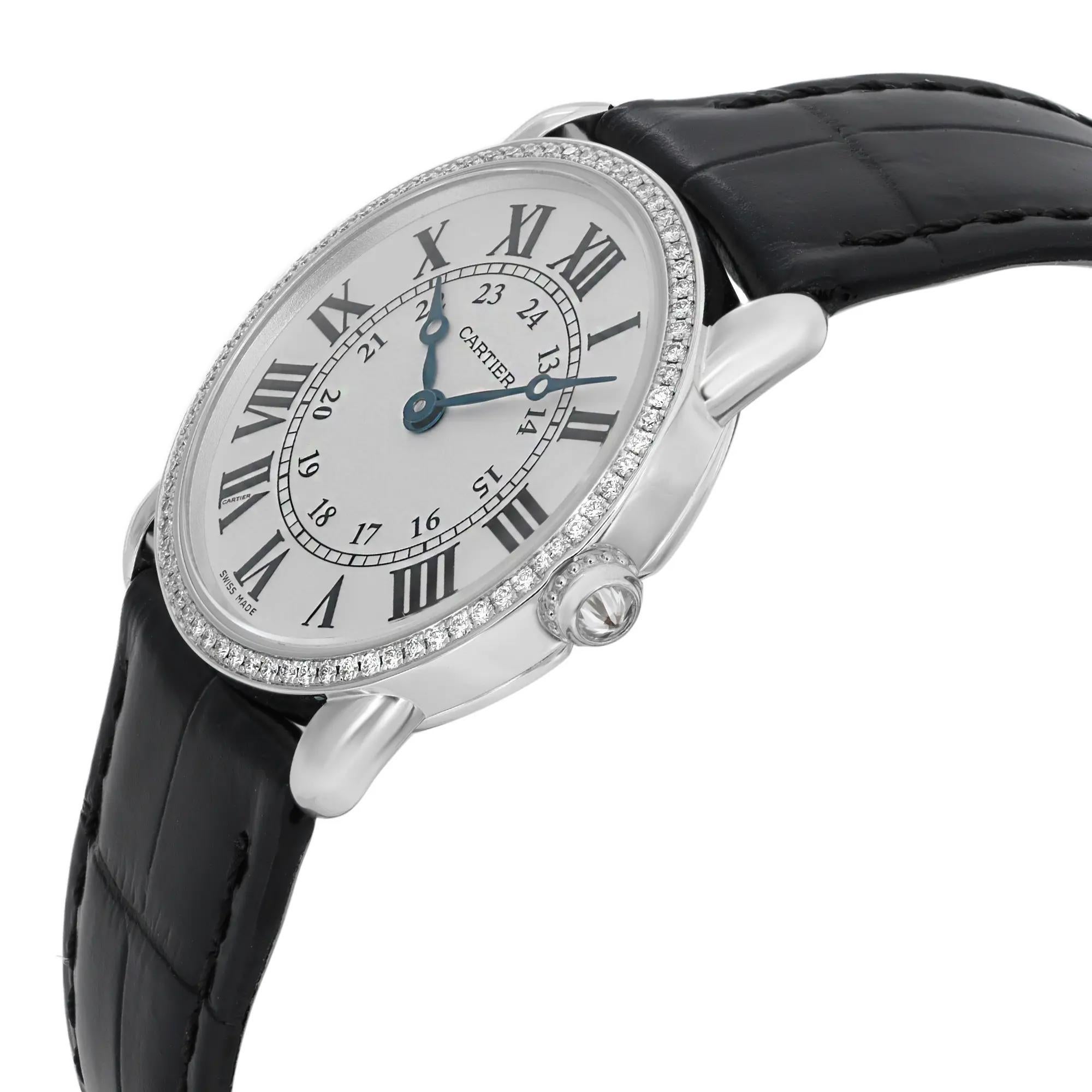 Cartier Ronde Louis 29mm 18K White Gold Diamond White Dial Ladies Watch 2887 In Excellent Condition In New York, NY