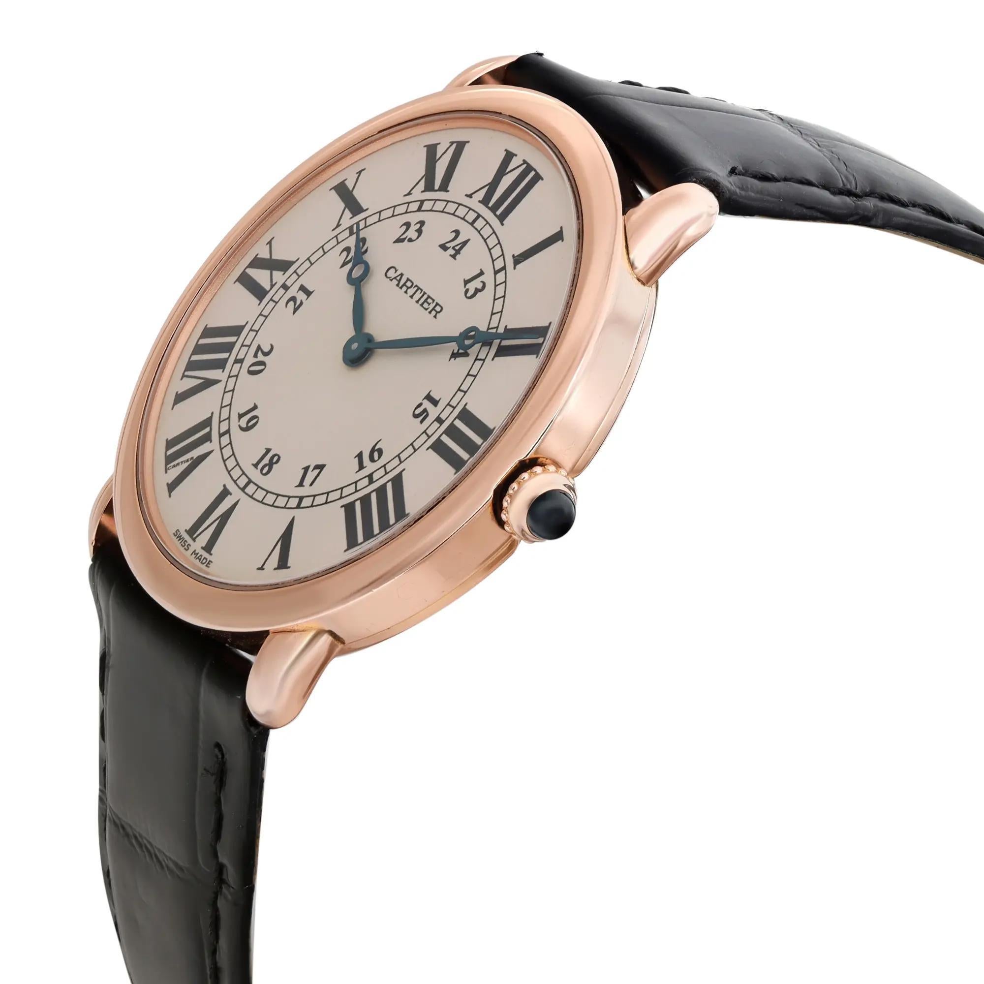 Cartier Ronde Louis 36mm 18K Roségold Cremefarbene Herrenuhr mit Handaufzug und Zifferblatt W6800251 im Zustand „Hervorragend“ im Angebot in New York, NY