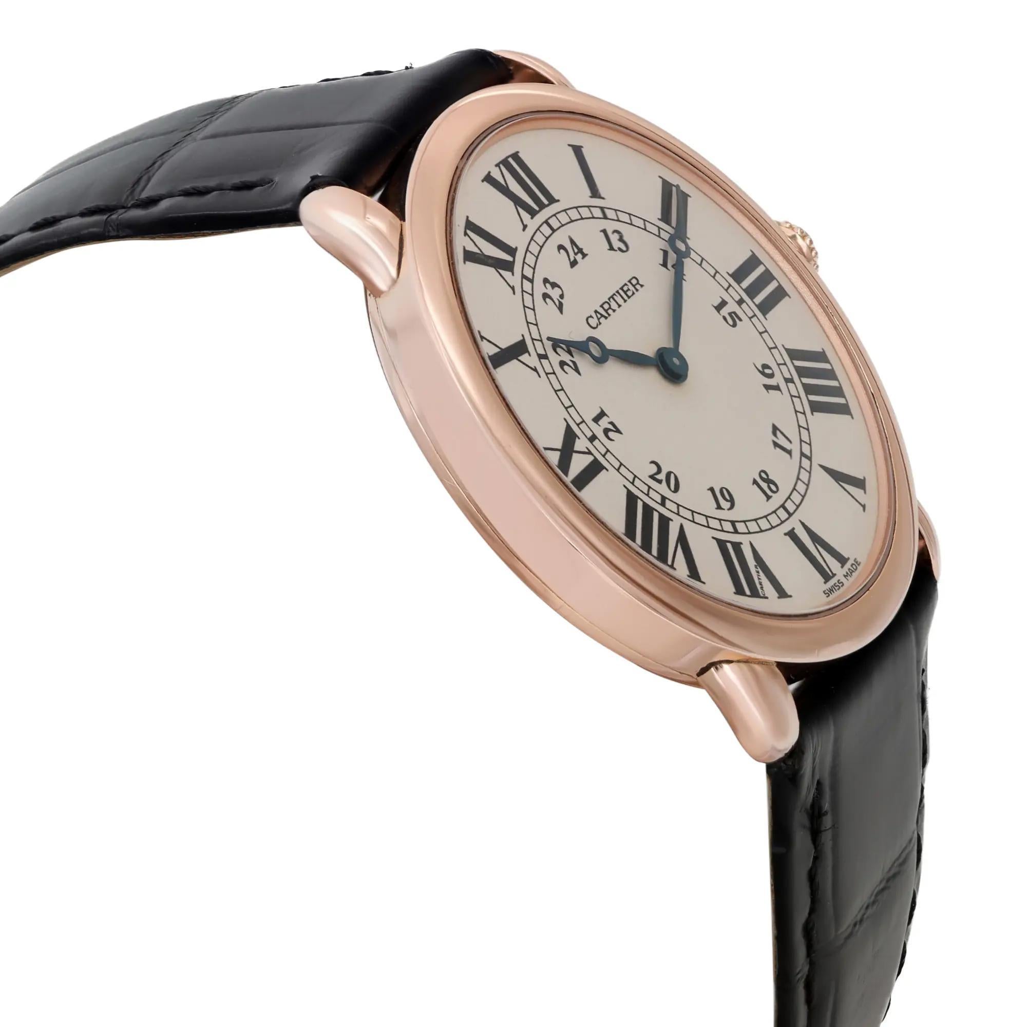 Cartier Ronde Louis 36mm 18K Roségold Cremefarbene Herrenuhr mit Handaufzug und Zifferblatt W6800251 Damen im Angebot